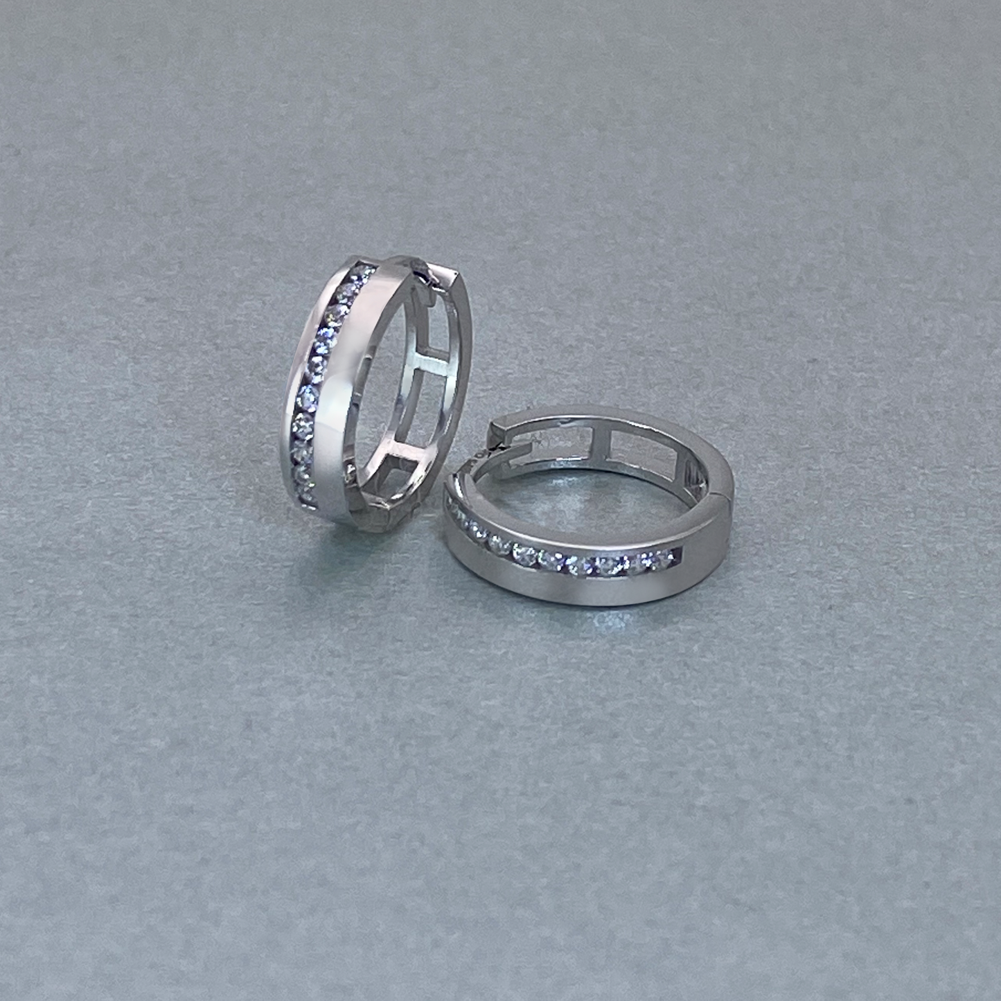 9ct White Gold  CZ Huggie Earrings