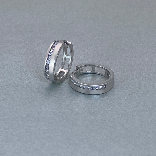 9ct White Gold  CZ Huggie Earrings