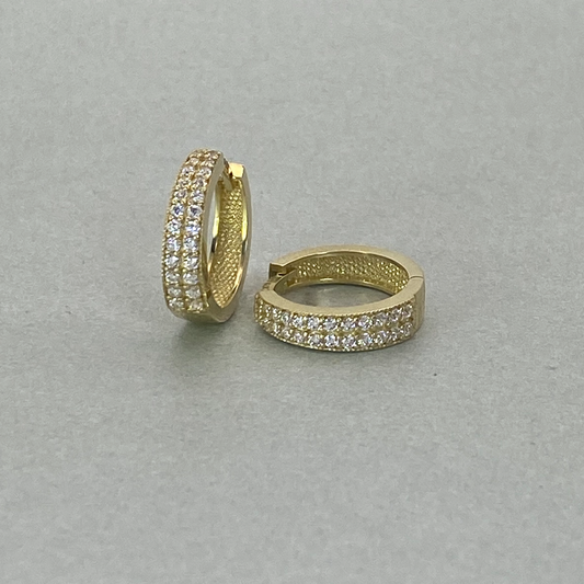 9ct Yellow Gold  CZ Huggie Earrings
