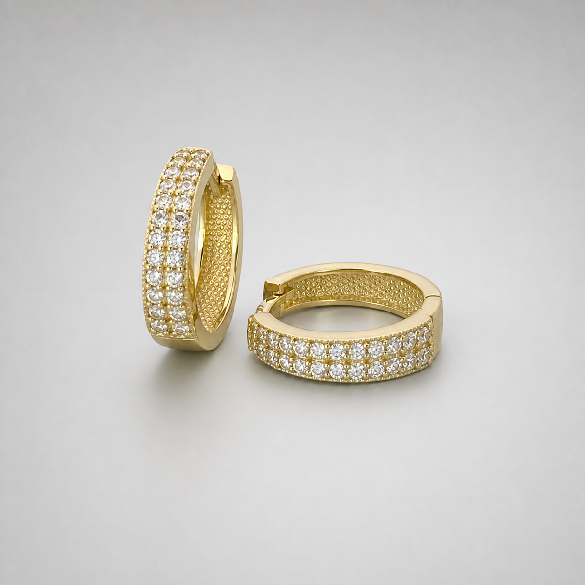 9ct Yellow Gold  CZ Huggie Earrings