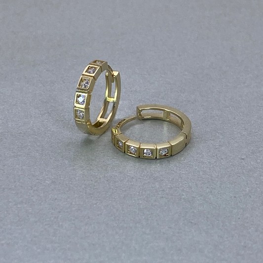 9ct Yellow Gold  CZ Huggie Earrings