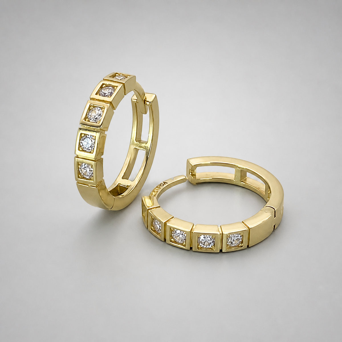9ct Yellow Gold  CZ Huggie Earrings