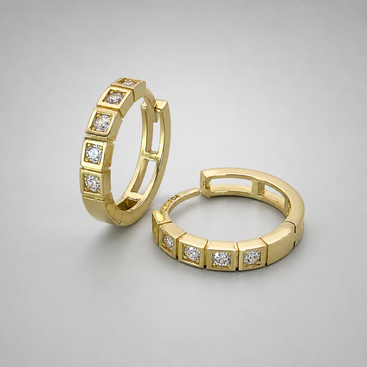 9ct Yellow Gold  CZ Huggie Earrings