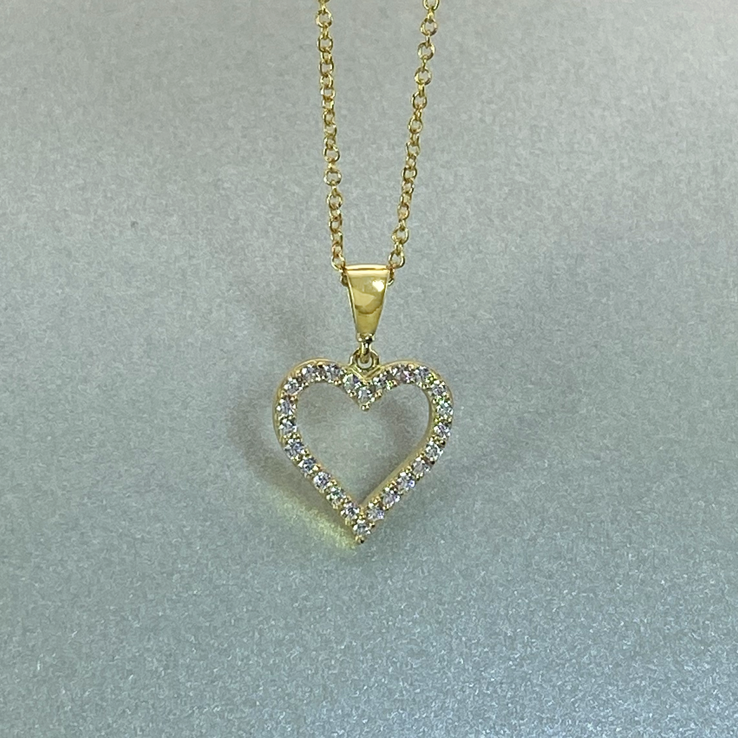 9ct Yellow Gold  CZ Open Heart Pendant