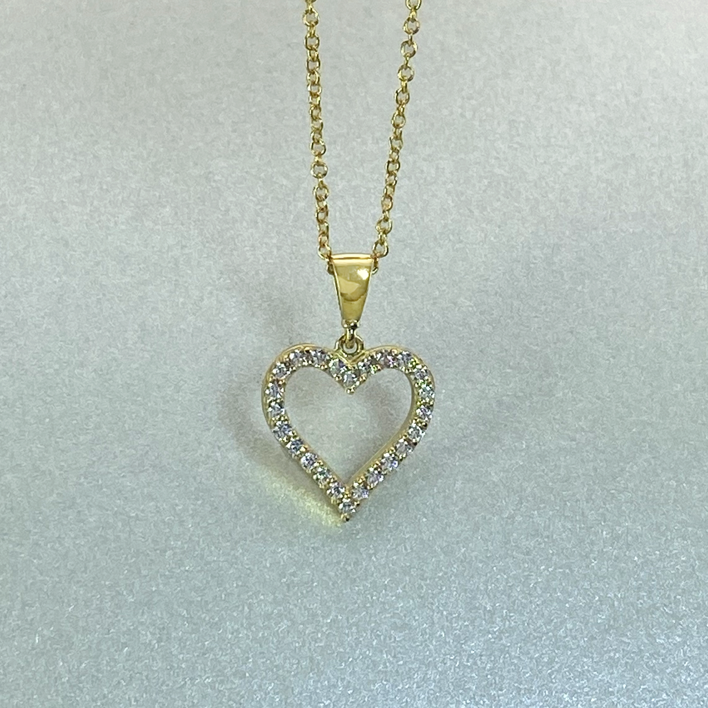9ct Yellow Gold  CZ Open Heart Pendant