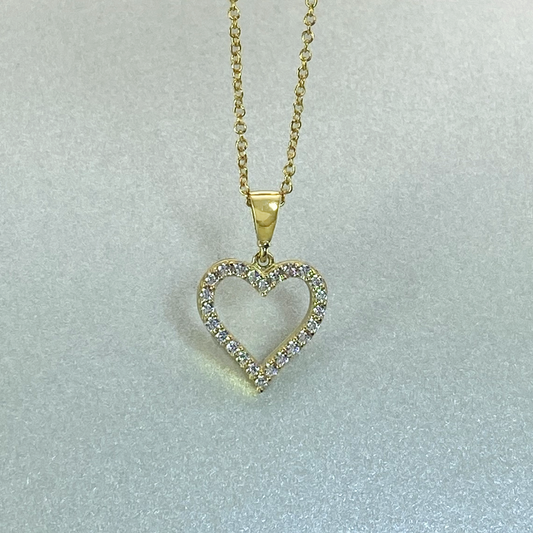 9ct Yellow Gold  CZ Open Heart Pendant