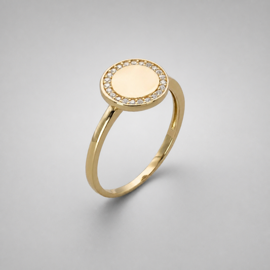 9ct Yellow Gold Cubic Zirconia Round Ring Size N