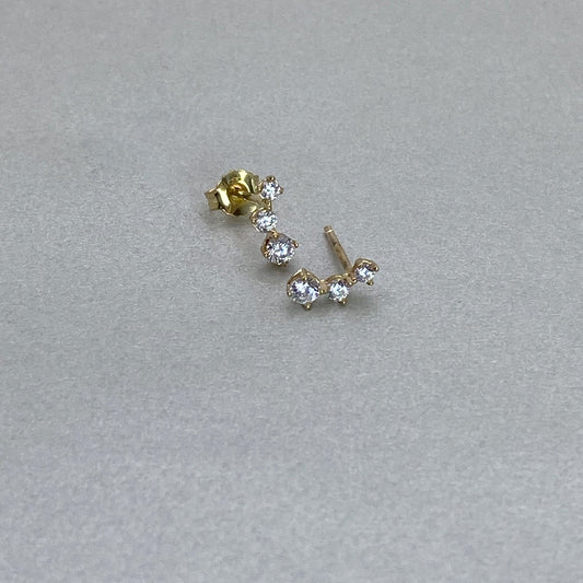9ct Yellow Gold Trio CZ Small Studs