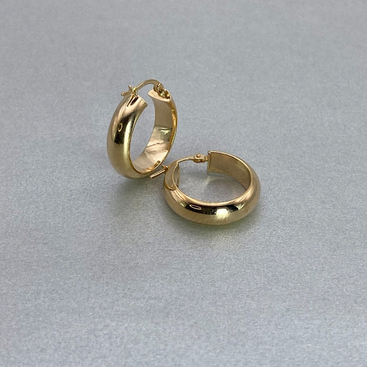 9ct Yellow Gold Round 15mm Hoop Earrings