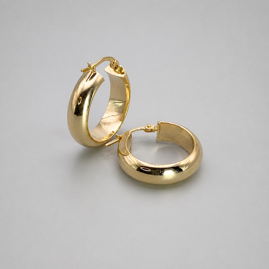 9ct Yellow Gold Round 15mm Hoop Earrings