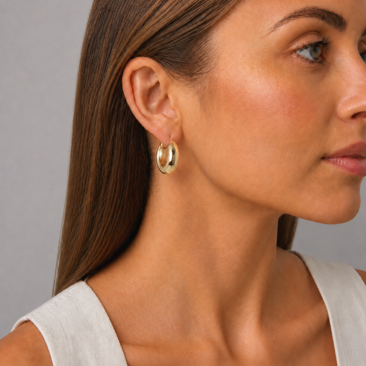 9ct Yellow Gold Round 15mm Hoop Earrings