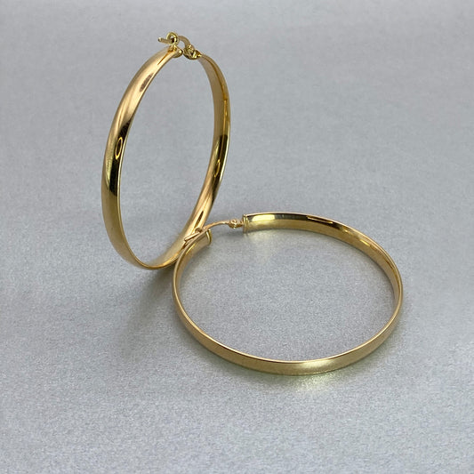 9ct Yellow Gold Round 40mm Large Hoop Earrings