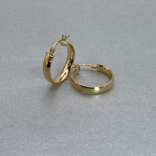 9ct Yellow Gold Round 15mm Hoop Earrings