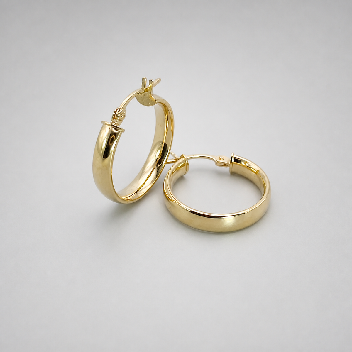 9ct Yellow Gold Round 15mm Hoop Earrings