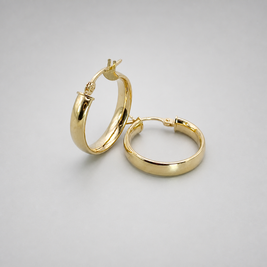 9ct Yellow Gold Round 15mm Hoop Earrings