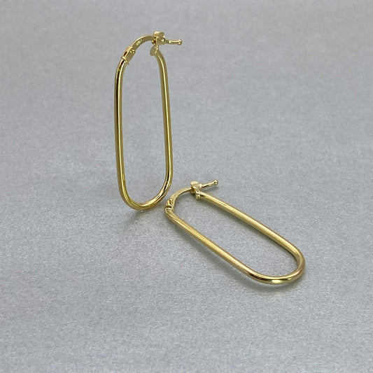 9ct Yellow Gold Fancy Oval Hoop Earrings