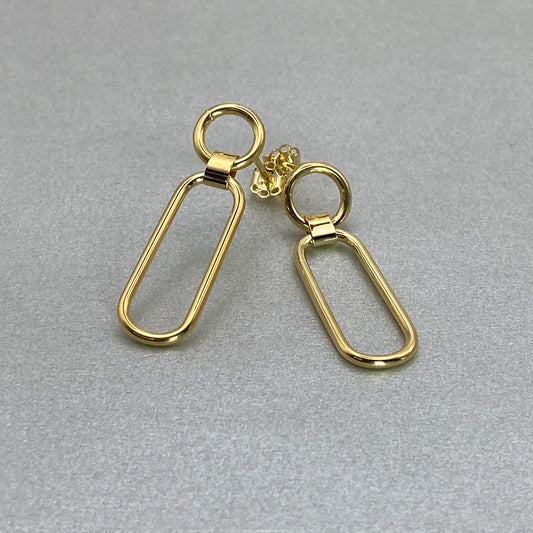9ct Yellow Gold Oval & Round Drop Earrings