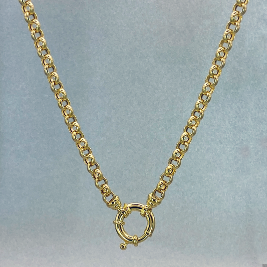 9ct Yellow Gold Hollow 50cm Belcher Link Chain with Signoretti Clasp