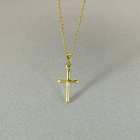 9ct Yellow Gold Small Cross with Rounded Edges