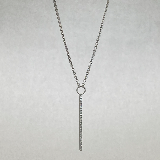 9ct White Gold 45cm Diamond Vertical Bar Necklace