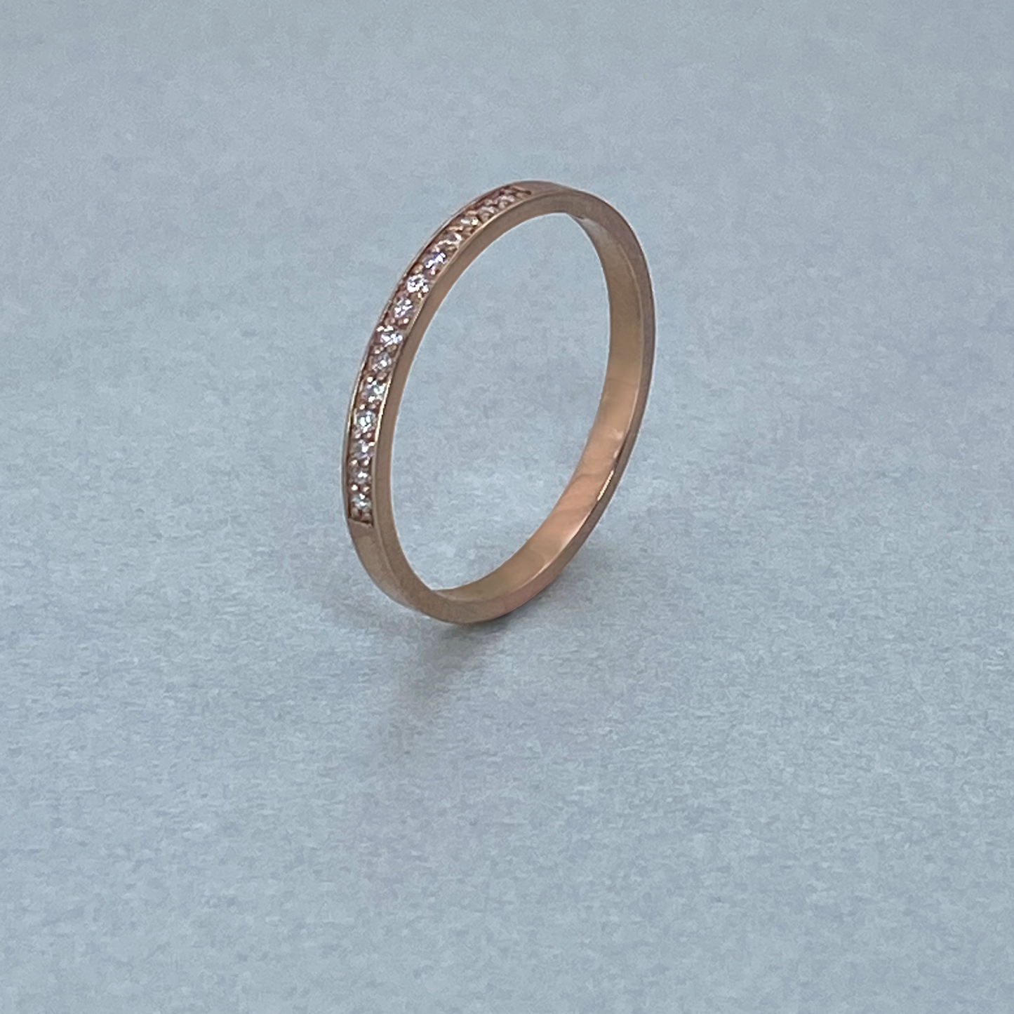 9ct Rose Gold Diamond Pave Straight Band