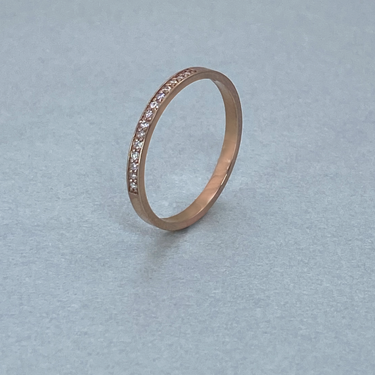 9ct Rose Gold Diamond Pave Straight Band