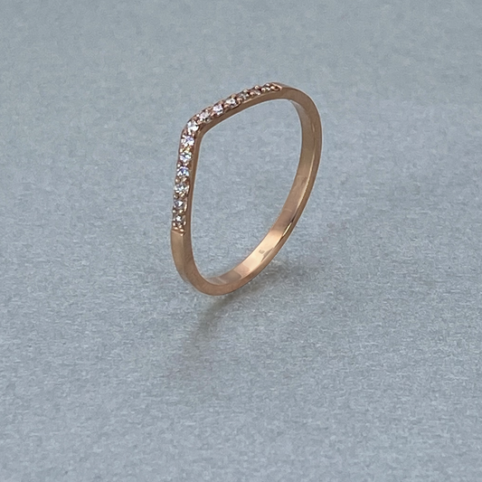 9ct Rose Gold Diamond Micro Pave Curved Band