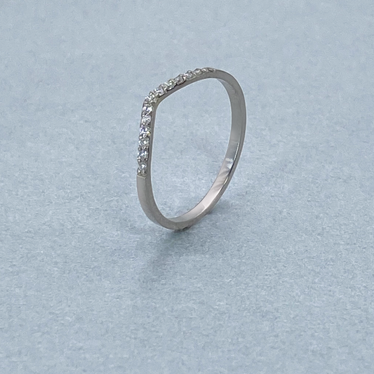 9ct White Gold  Diamond Micro Pave Curved Band