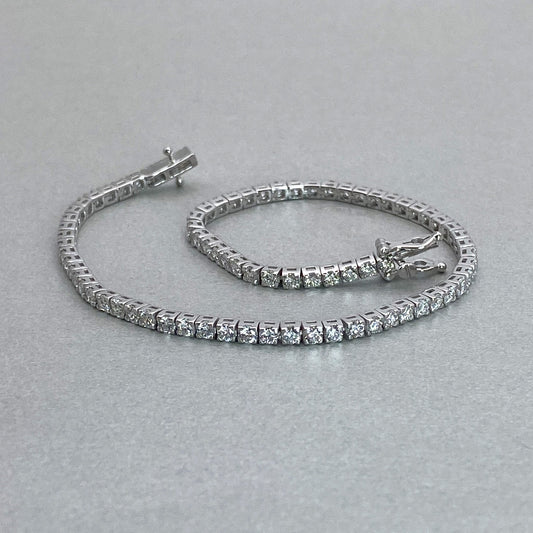 9ct White Gold LAB Grown Diamond Tennis Bracelet 3.08ct