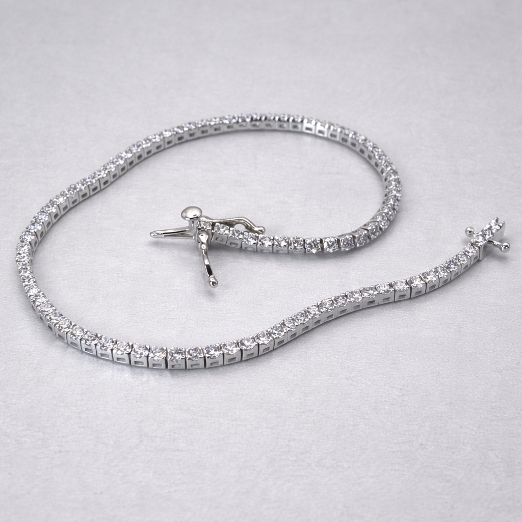LAB Grown 9ct White Gold 2.08ct Diamond Tennis Bracelet