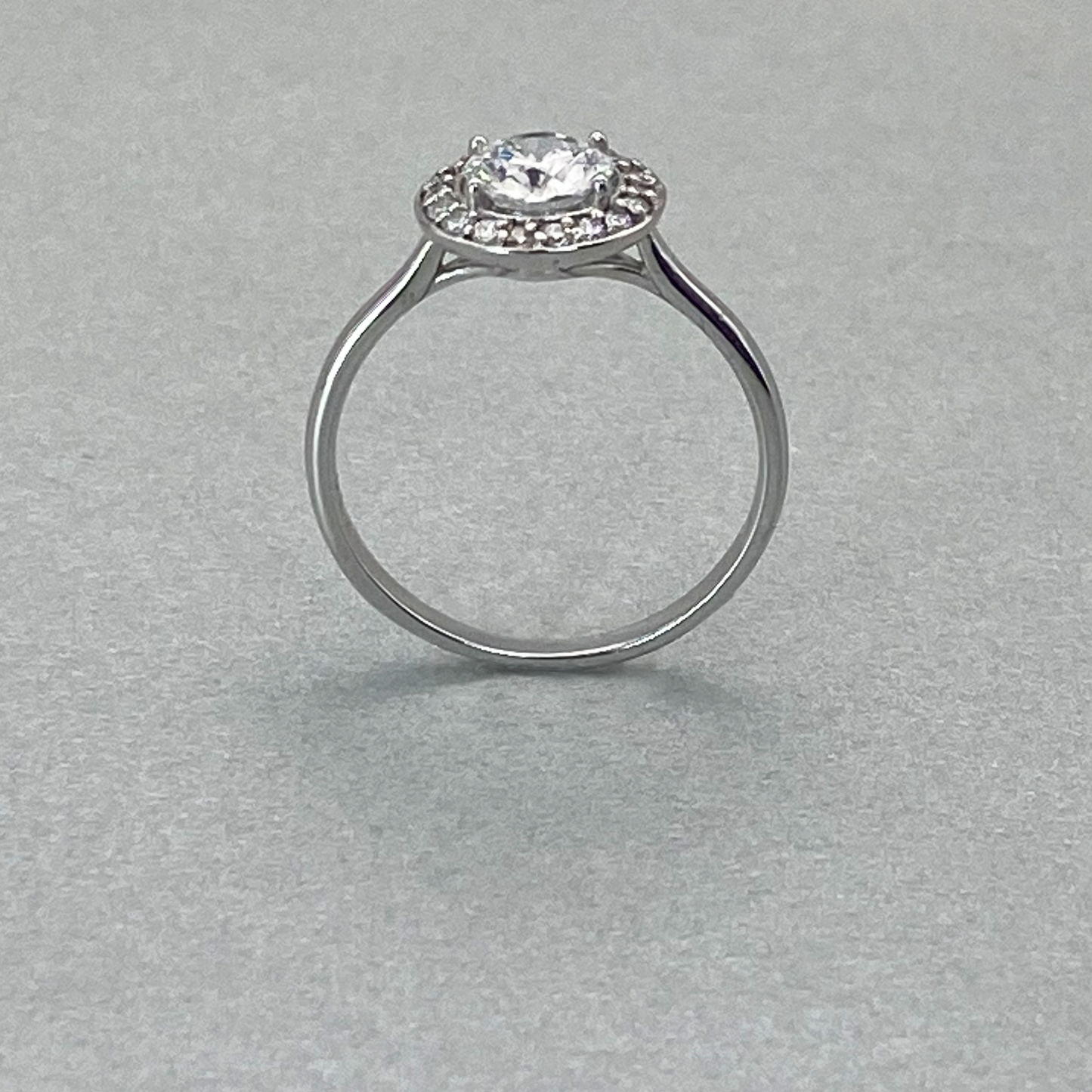 LAB GROWN 9ct White Gold Diamond Halo Ring, Total Diamond Weight = 0.95ct