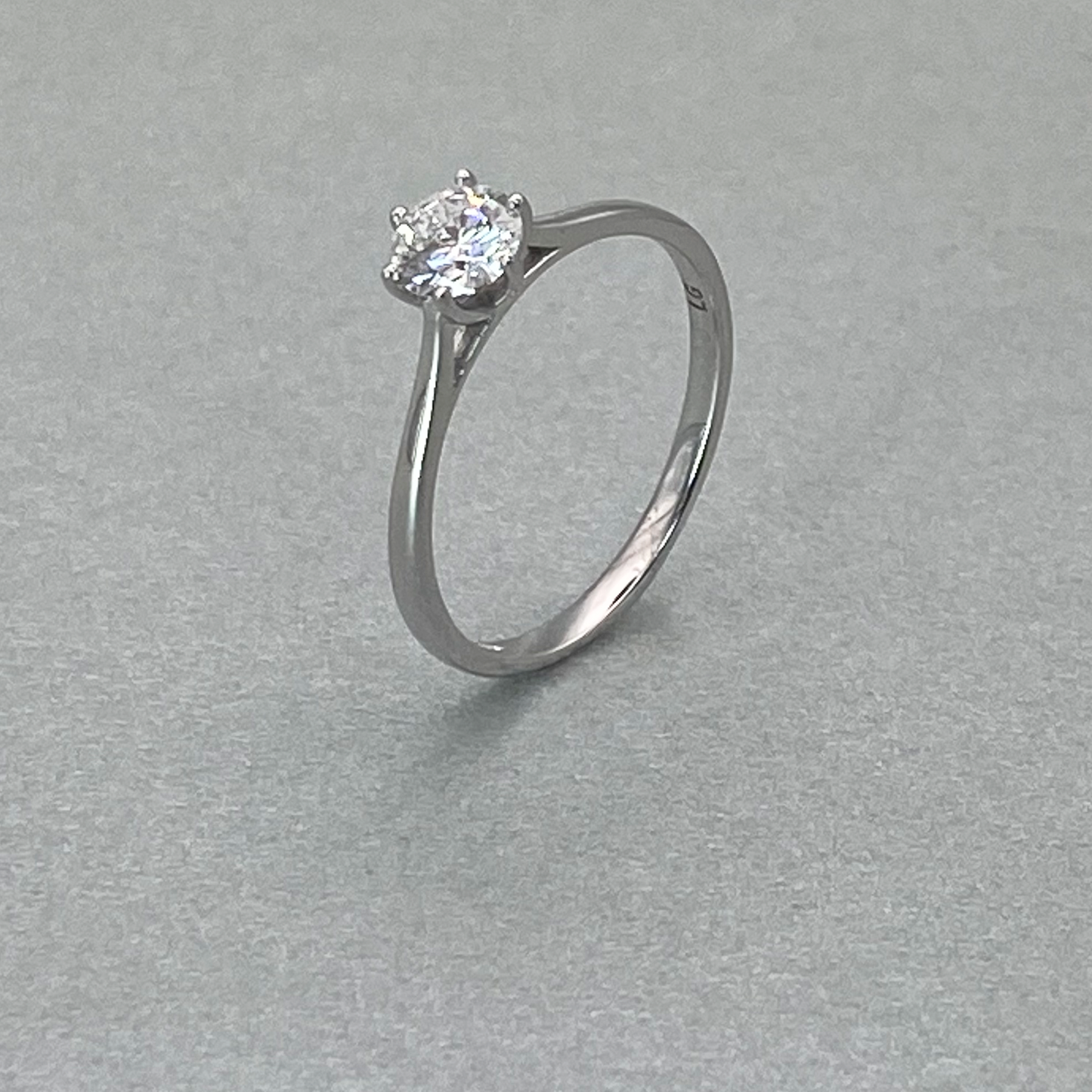 LAB GROWN 9ct White Gold 6 Claw Diamond Solitaire, Total Diamond Weight = 0.50ct