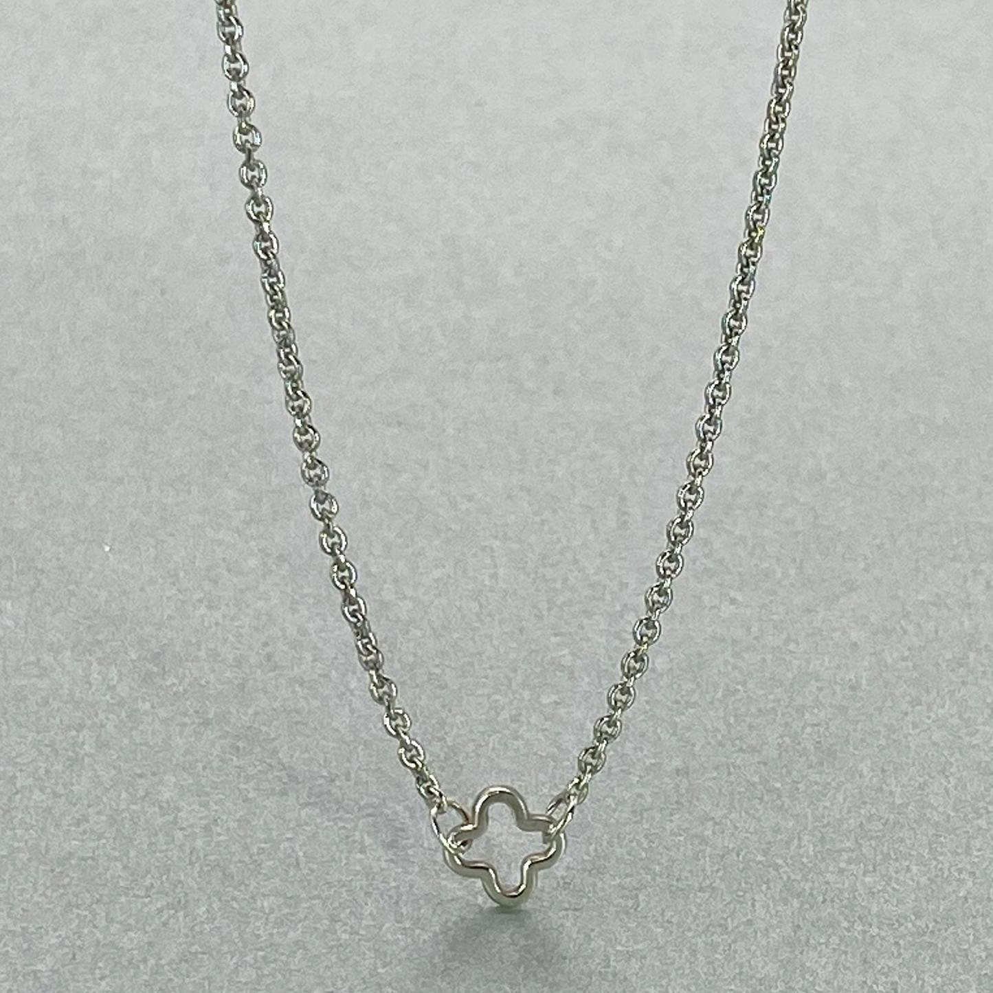 Silver Clover Link 43cm Necklace