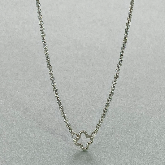 Silver Clover Link 43cm Necklace