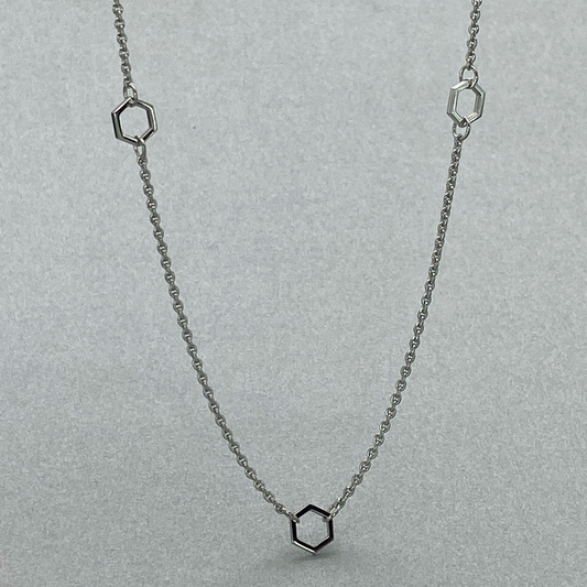 Silver Triple Hexagon 43cm Necklace