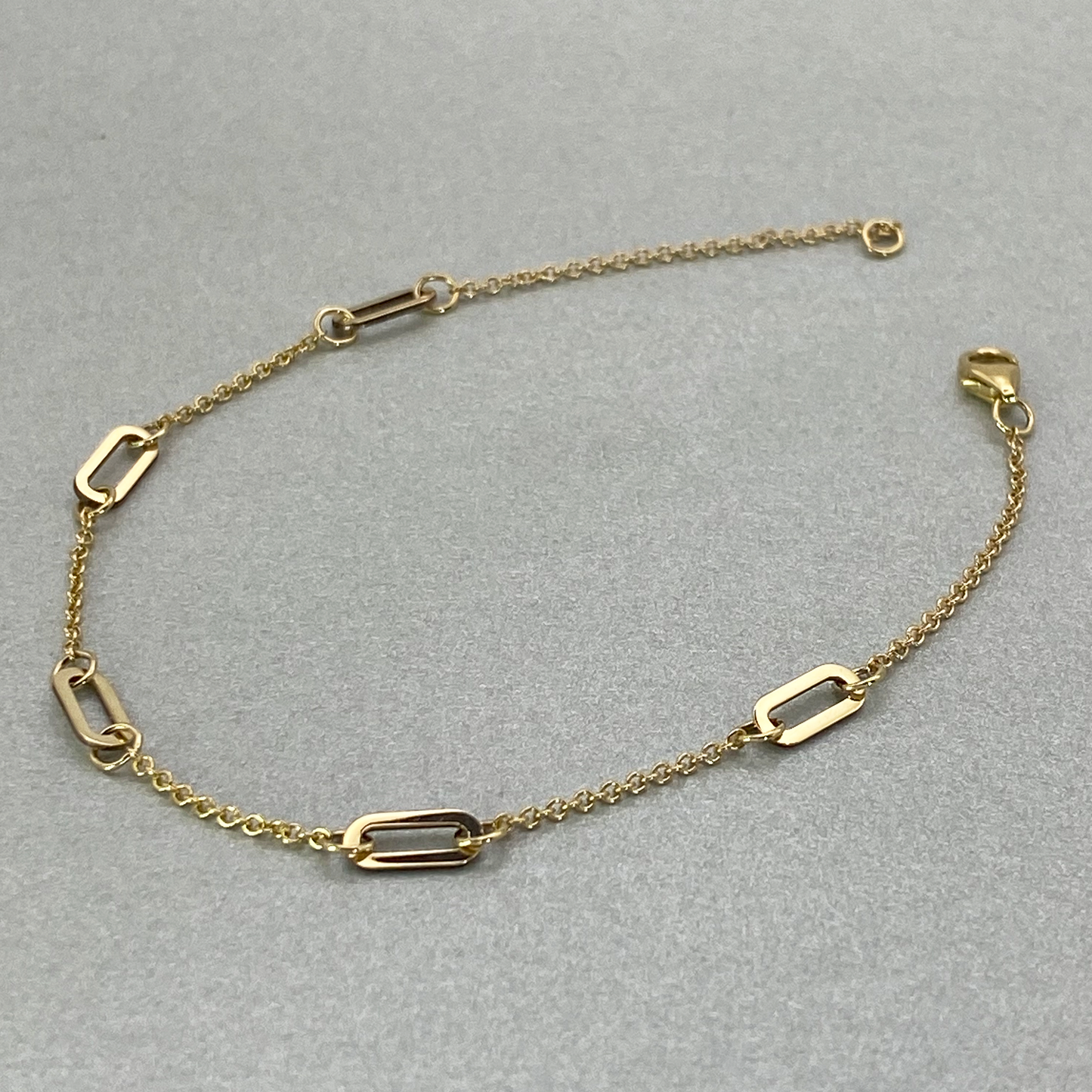 9ct Yellow Gold 18cm 5 Oval Link Bracelet