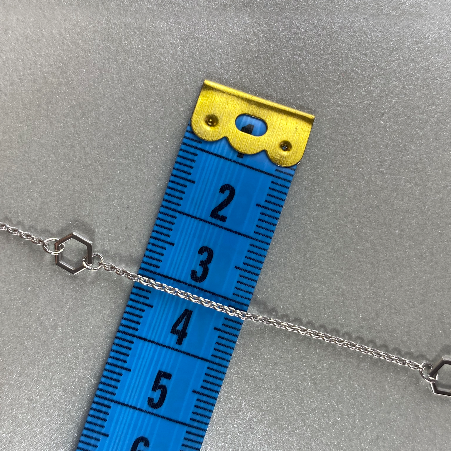 Silver 43cm 5 Hexagon Necklace