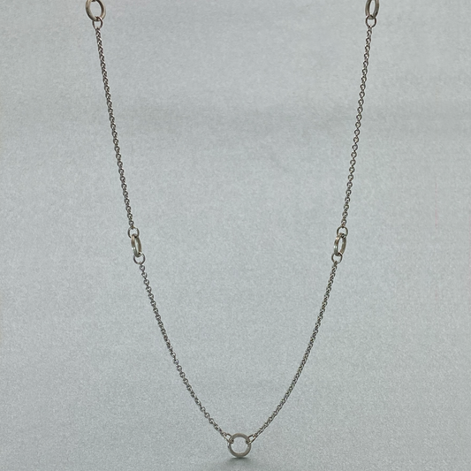 Silver 43cm 5 Circle Necklace