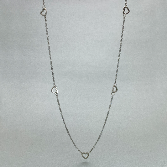 Silver 43cm 5 Heart Necklace