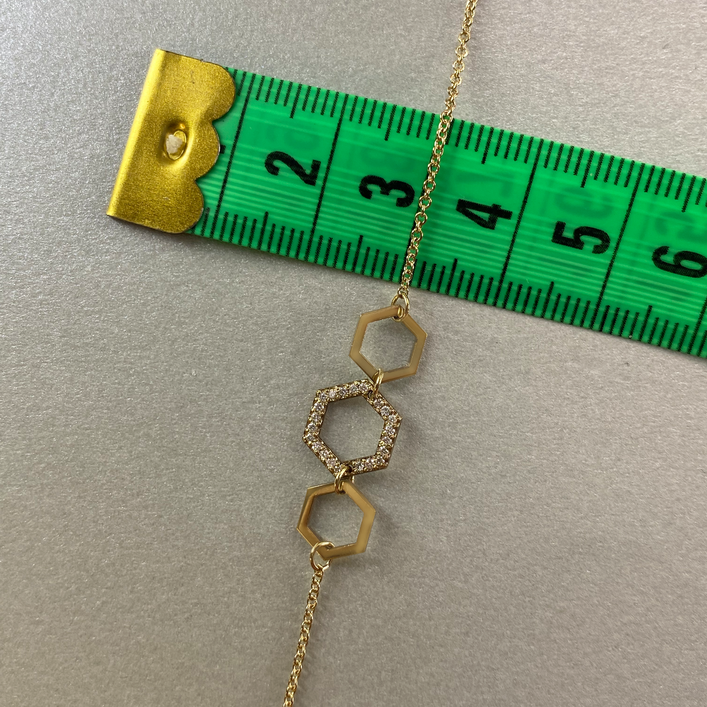 9ct Yellow Gold 43cm Multi Diamond Hexagon on Necklace