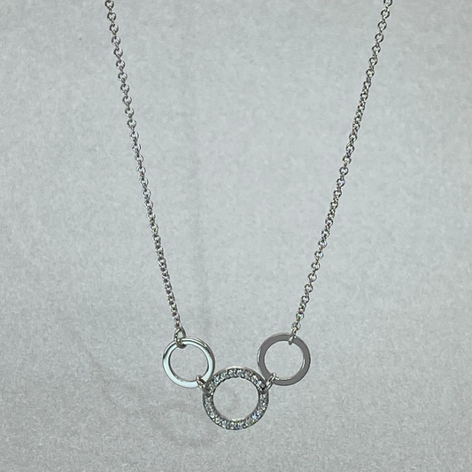 9ct White Gold 43cm Multi Diamond Circle Necklace
