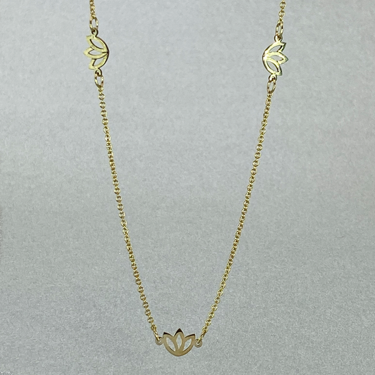 9ct Yellow Gold 43cm 5 Protea Necklace