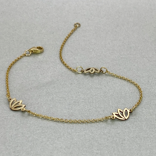 9ct Yellow Gold 18cm 3 Protea Link Bracelet