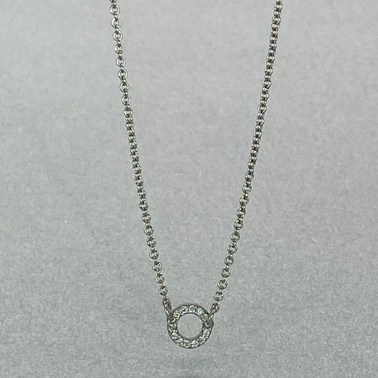 9ct White Gold 43cm Diamond Circle Necklace