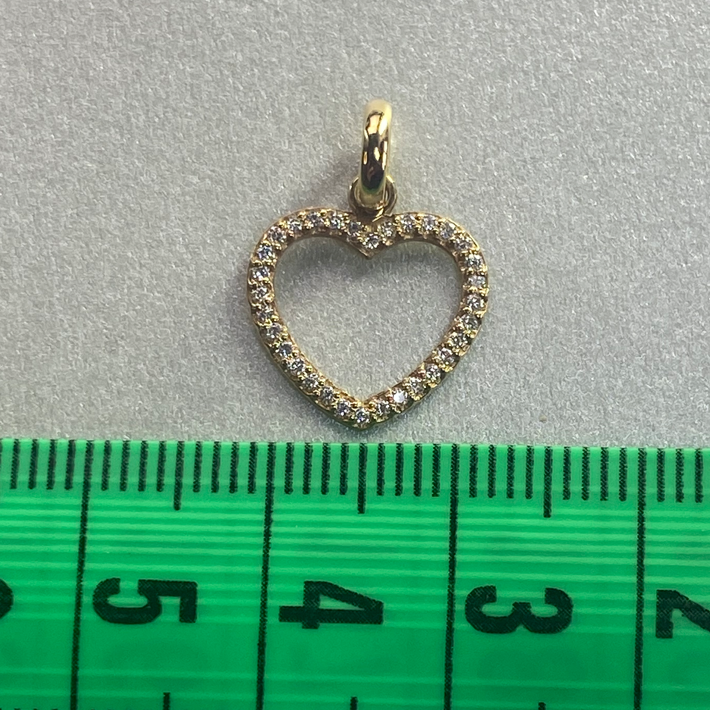 LAB GROWN 9ct Yellow Gold Diamond MicroPave Heart Pendant, Total Diamond Weight =0.16ct (Excl Chain)