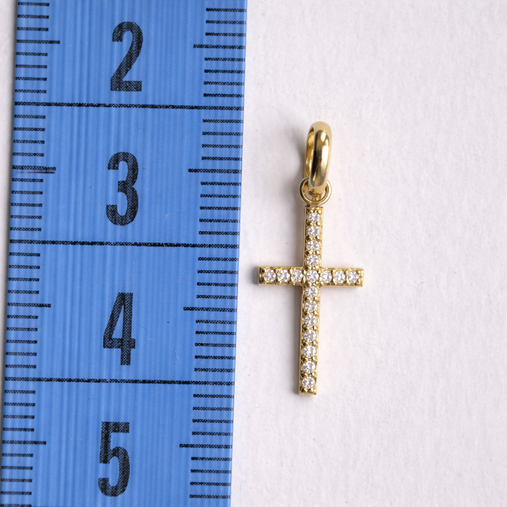 LAB Grown 9ct Yellow Gold Diamond MicroPave Cross Pendant