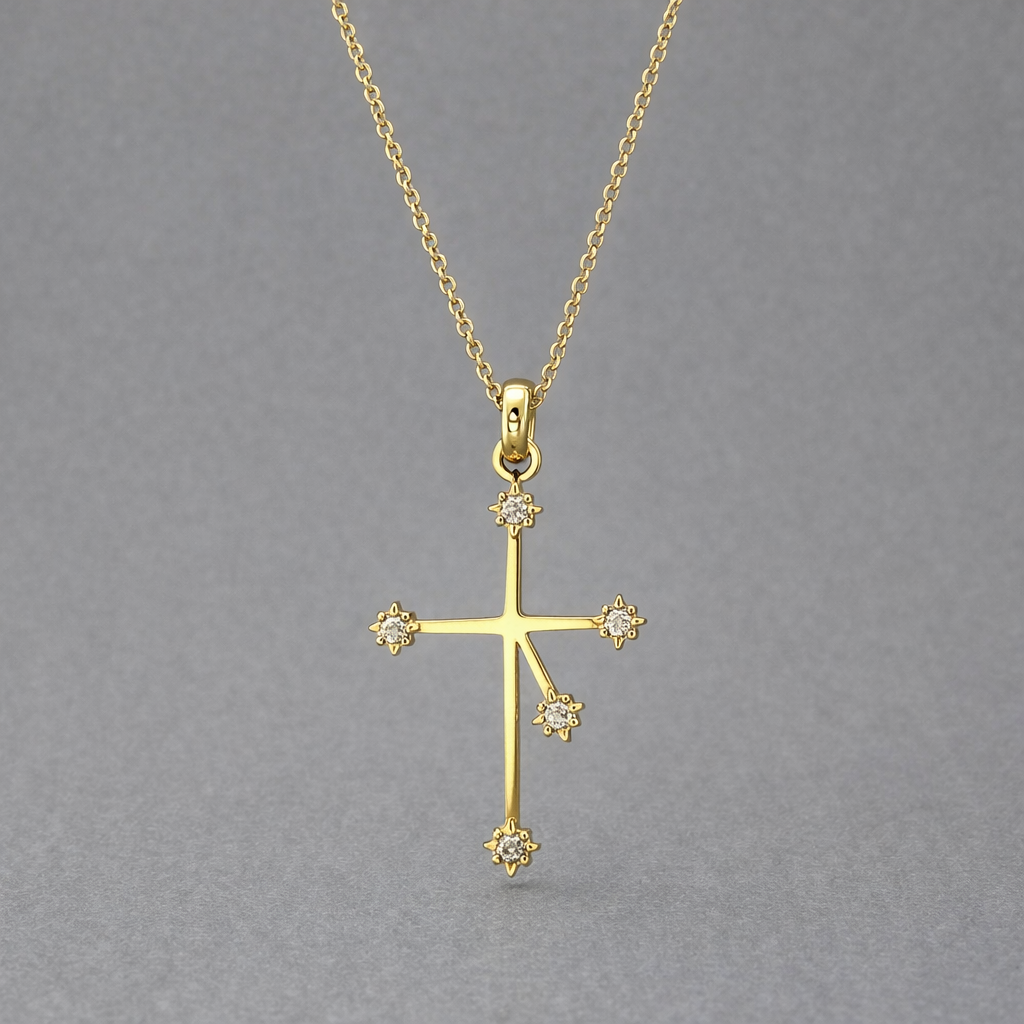 LAB Grown 9ct Yellow Gold Southern Cross Diamond Pendant