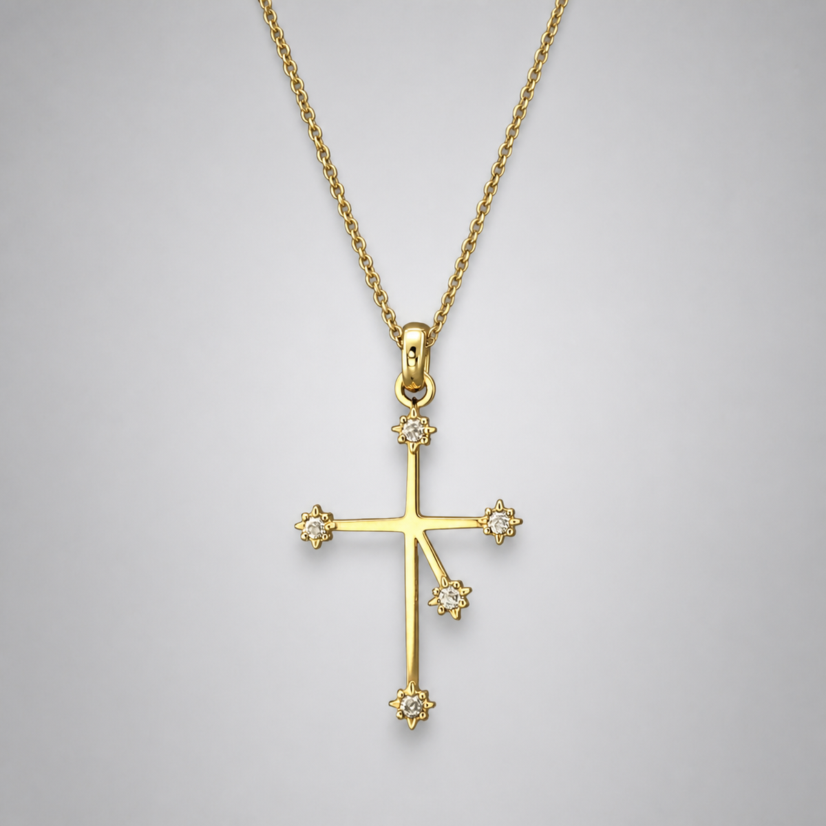LAB Grown 9ct Yellow Gold Southern Cross Diamond Pendant