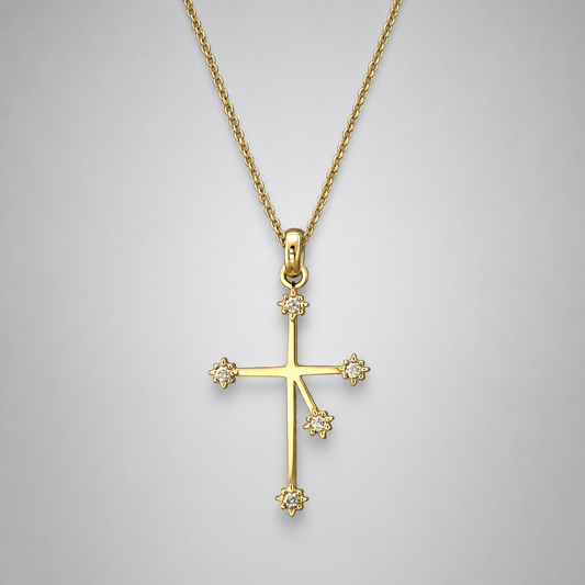 LAB Grown 9ct Yellow Gold Southern Cross Diamond Pendant
