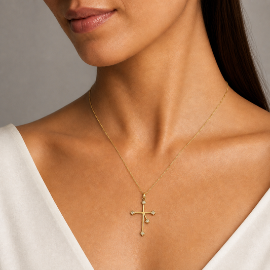 LAB Grown 9ct Yellow Gold Southern Cross Diamond Pendant